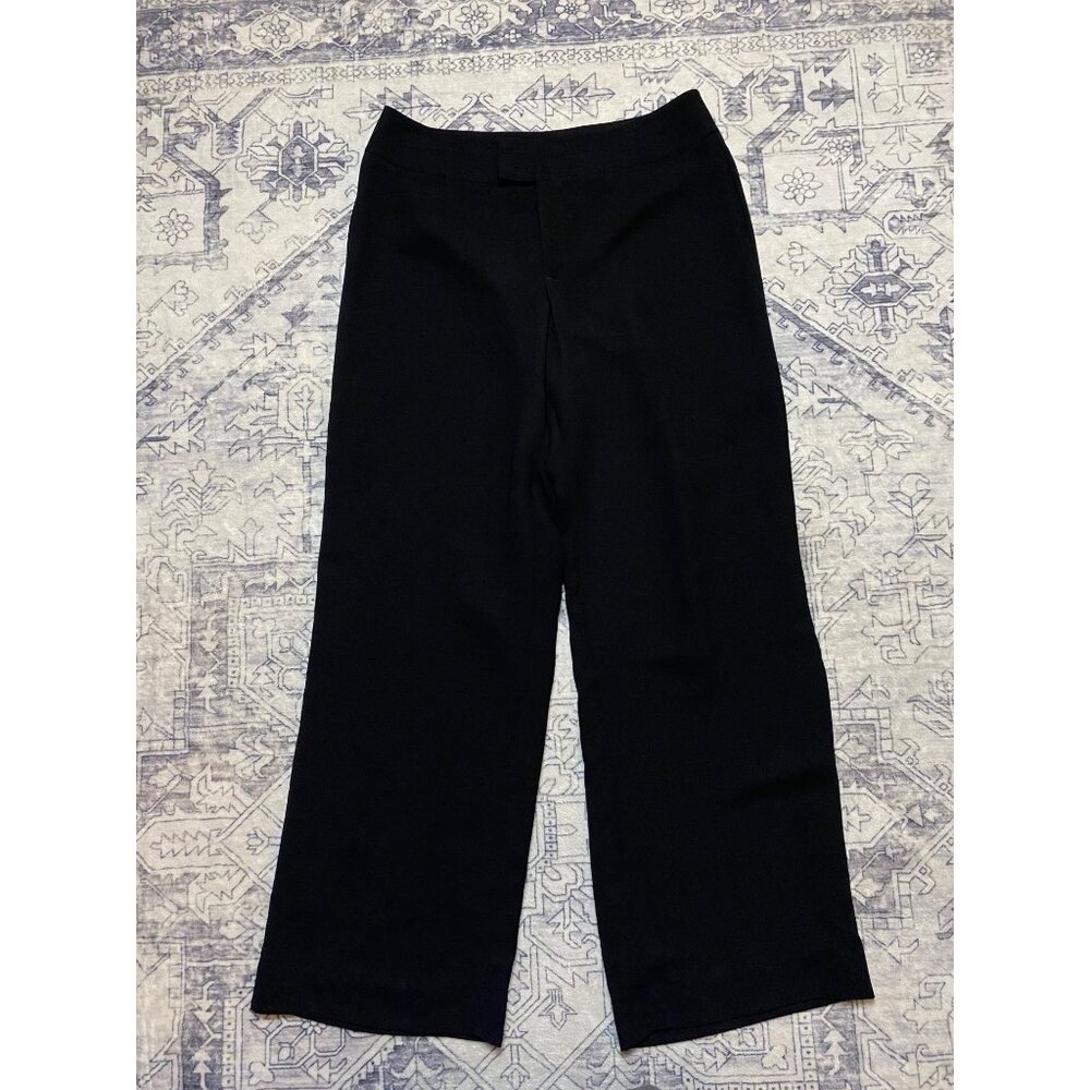Liz Claiborne Womens Black Wide Leg Pants‎ Size 10 Audra Trousers High Rise Zip
